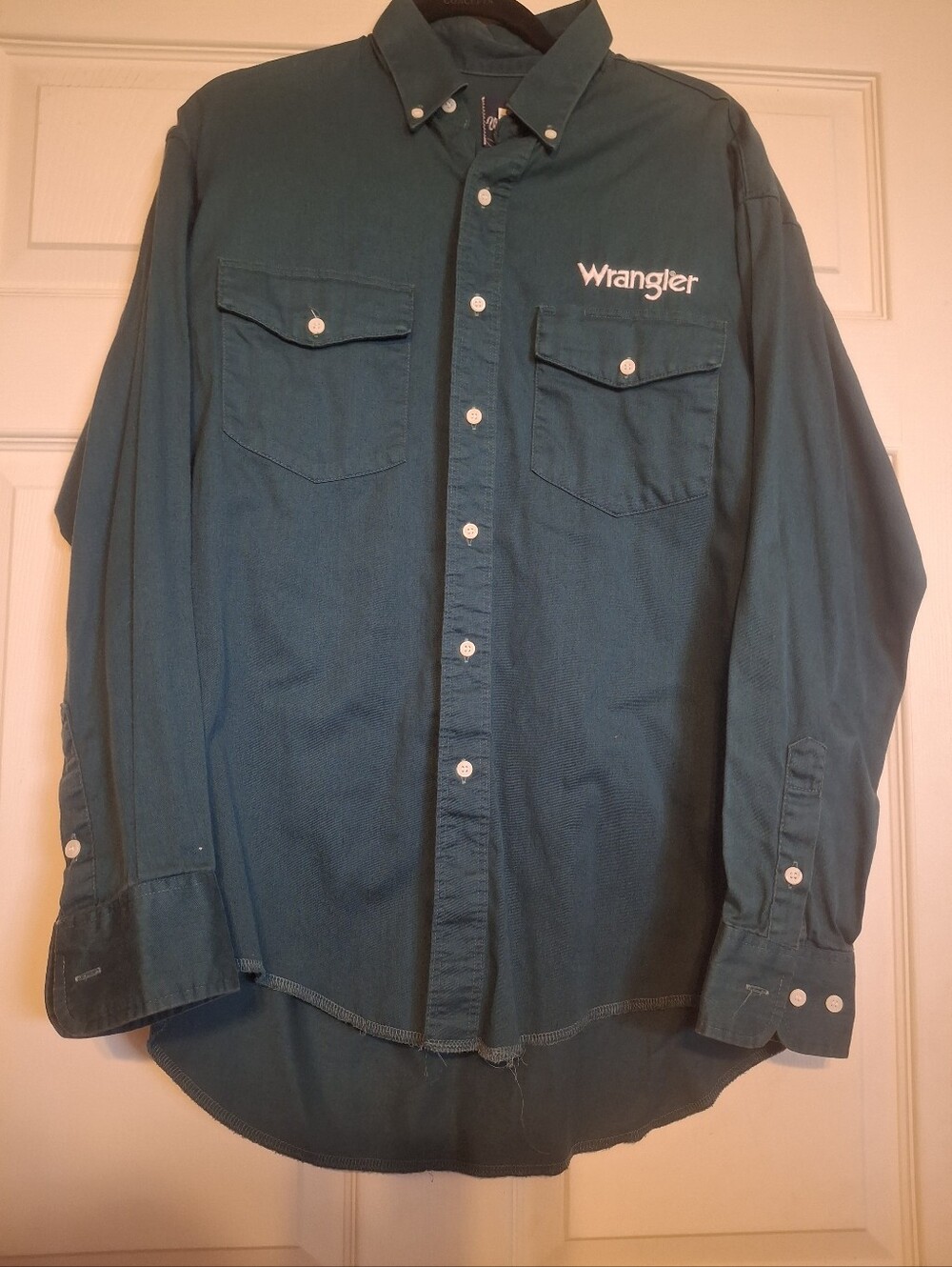 Wrangler Men's Teal Button-Down Work Shirt